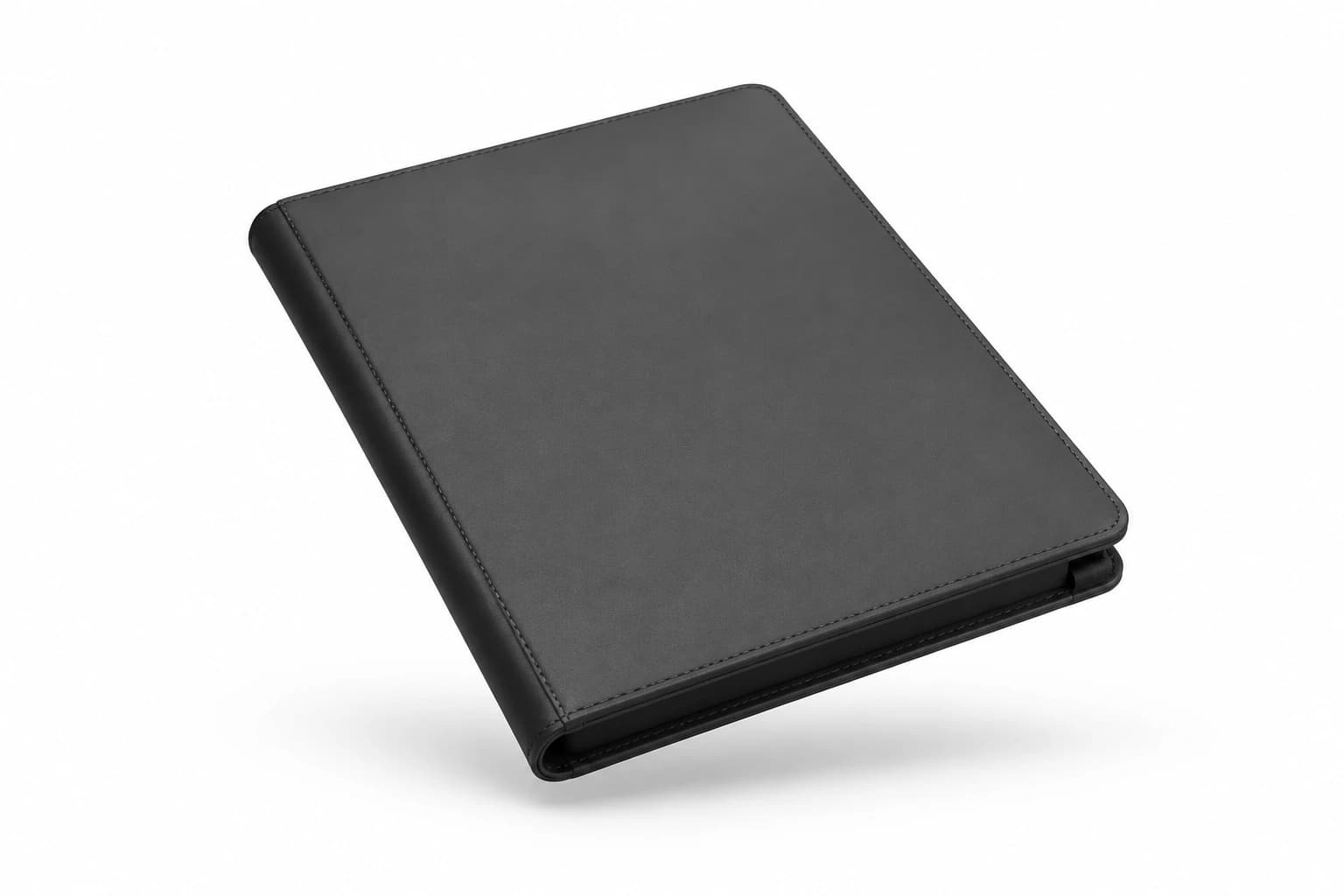 A floating charcoal document folder on white, representing contract intelligence.