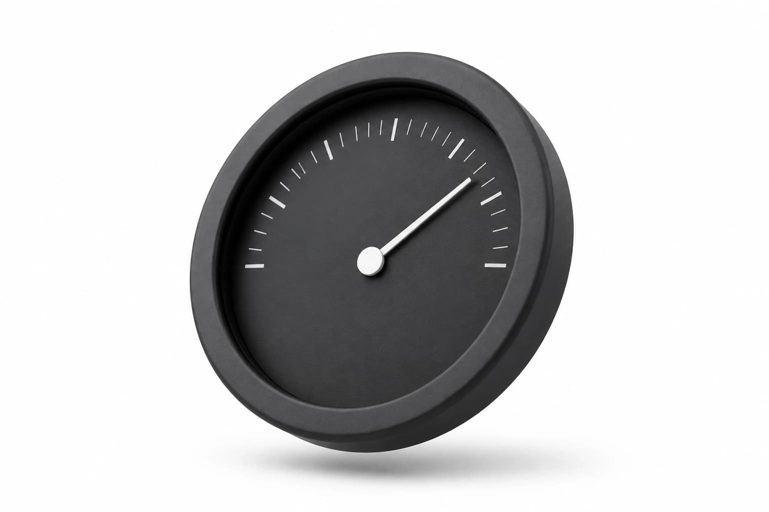 A floating charcoal gauge on white, representing capacity utilization.