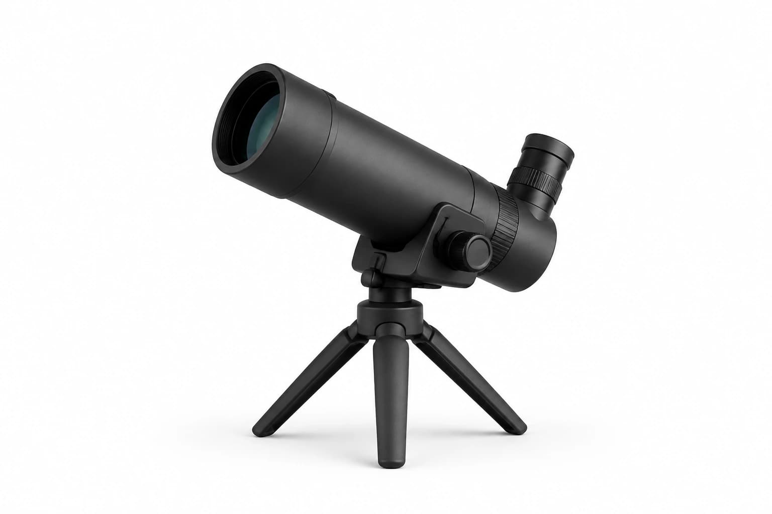 A floating matte black telescope on white, representing forward requirements.